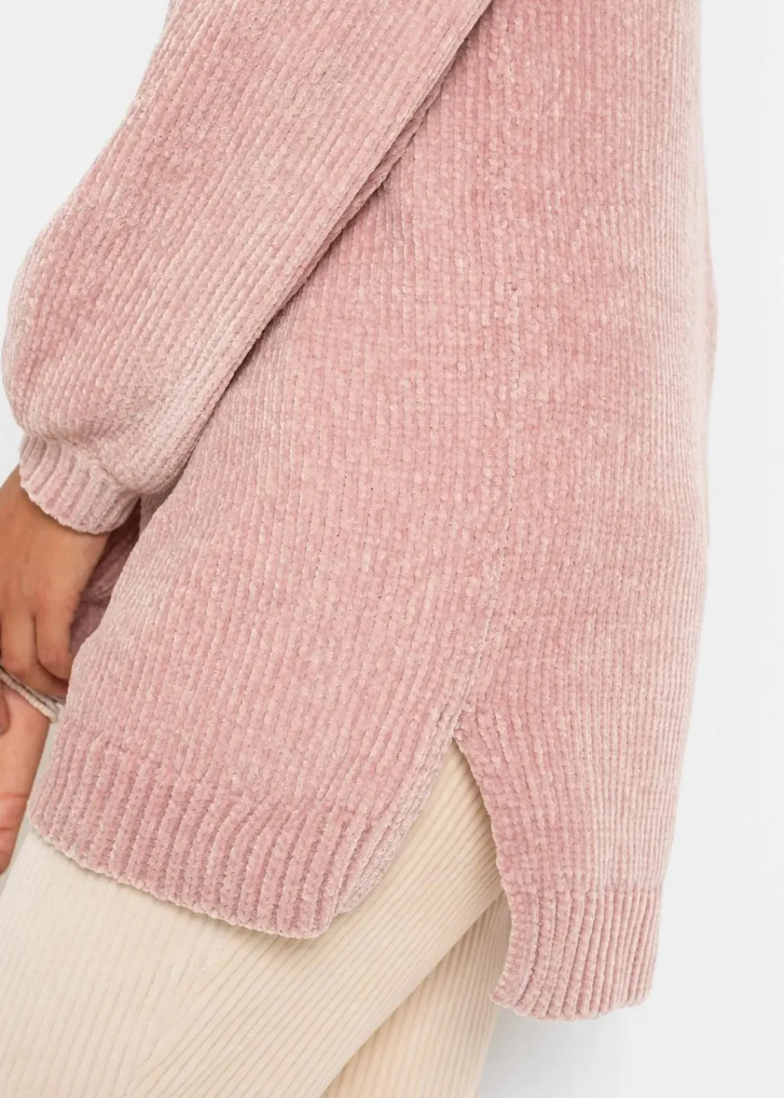 bonprix Pullover & Strickjacken|Nachhaltigere Materialien^Chenille-Longpullover vintagerosa