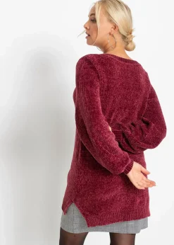 bonprix Pullover & Strickjacken|Nachhaltigere Materialien^Chenille-Longpullover ahornrot