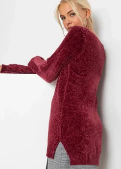 bonprix Pullover & Strickjacken|Nachhaltigere Materialien^Chenille-Longpullover ahornrot