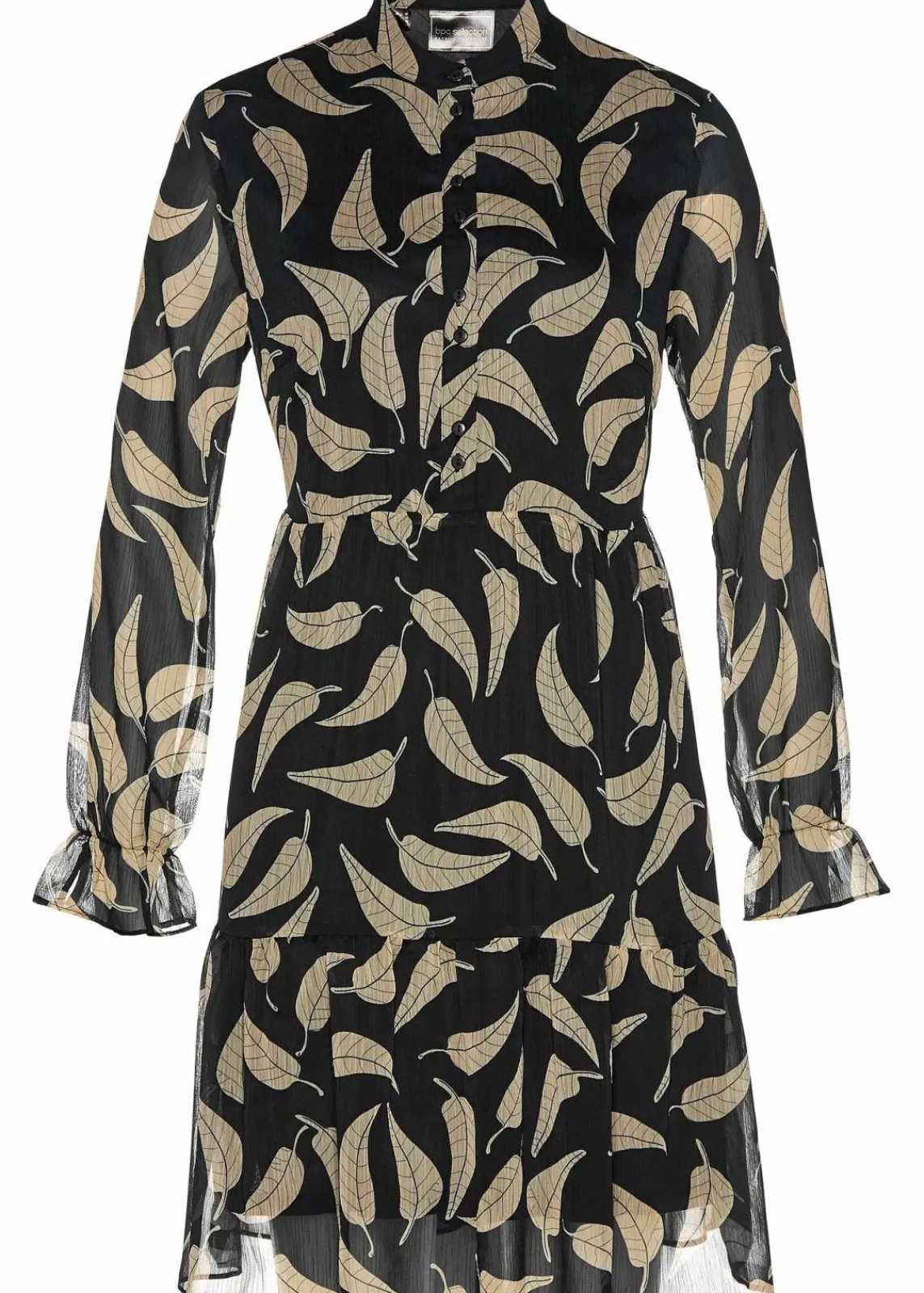 bonprix Nachhaltigere Materialien|Kleider^Chiffon Kleid schwarz/wollweiß floral