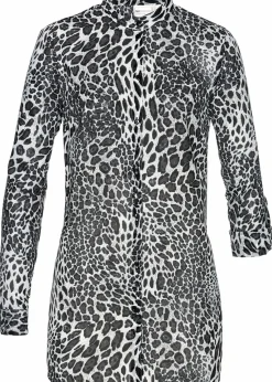 bonprix Bekleidung·Jacken & Mäntel|Blusen & Tuniken^Chiffon Longbluse schwarz/wollweiß bedruckt