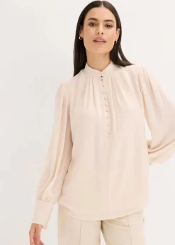 bonprix Bekleidung·Jacken & Mäntel|Blusen & Tuniken^Chiffon Tunikabluse beige