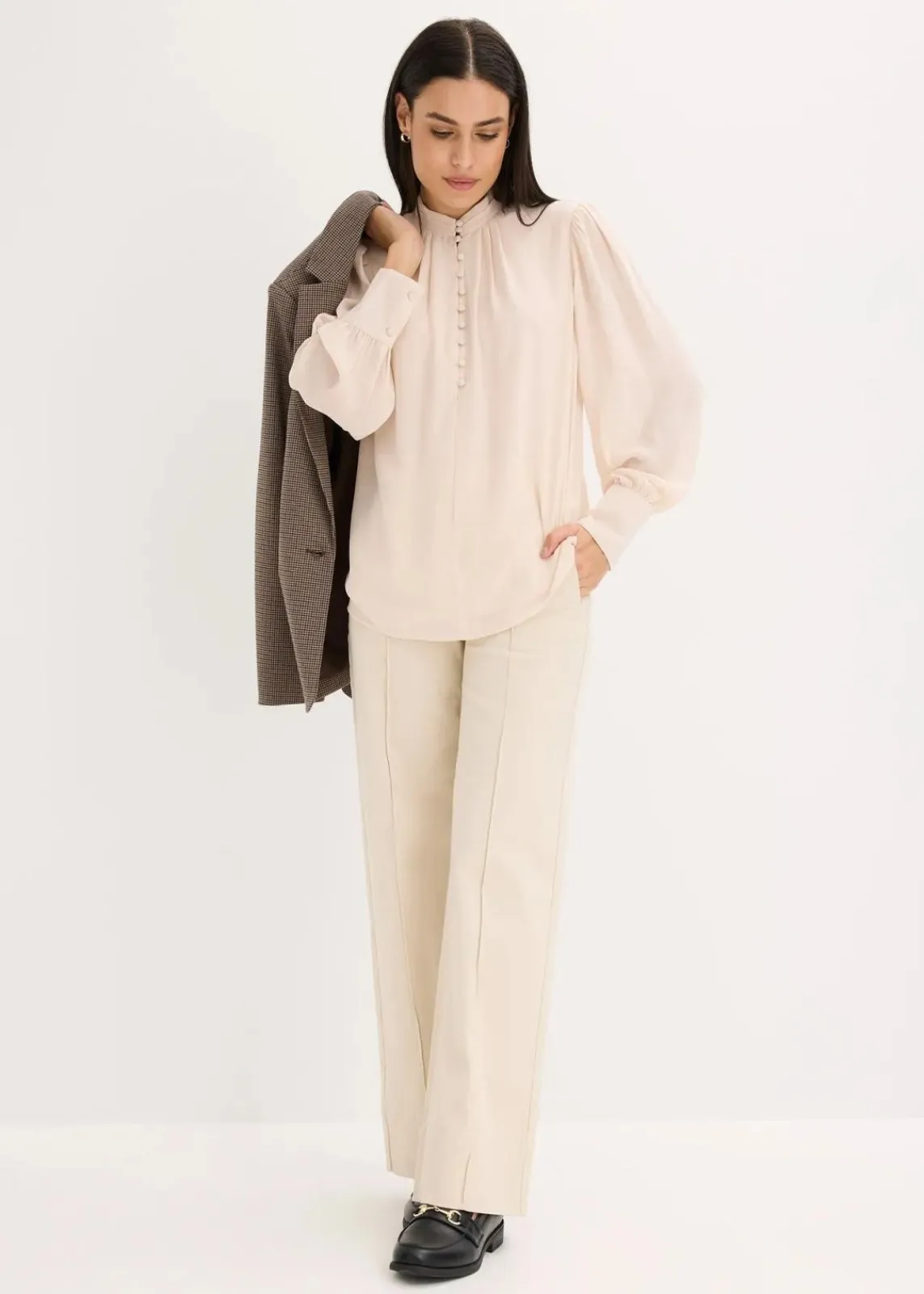 bonprix Bekleidung·Jacken & Mäntel|Blusen & Tuniken^Chiffon Tunikabluse beige
