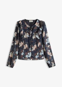 bonprix Bekleidung·Jacken & Mäntel|Blusen & Tuniken^Chiffonbluse nachtblau/eisblau floral