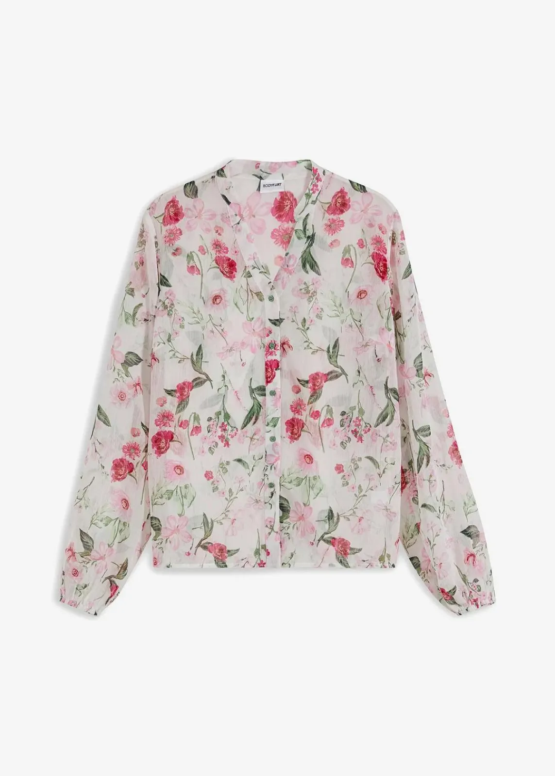 bonprix Bekleidung·Jacken & Mäntel|Blusen & Tuniken^Chiffonbluse wollweiß geblümt