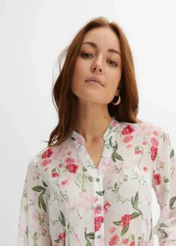 bonprix Bekleidung·Jacken & Mäntel|Blusen & Tuniken^Chiffonbluse wollweiß geblümt