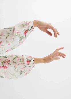 bonprix Bekleidung·Jacken & Mäntel|Blusen & Tuniken^Chiffonbluse wollweiß geblümt