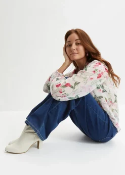 bonprix Bekleidung·Jacken & Mäntel|Blusen & Tuniken^Chiffonbluse wollweiß geblümt
