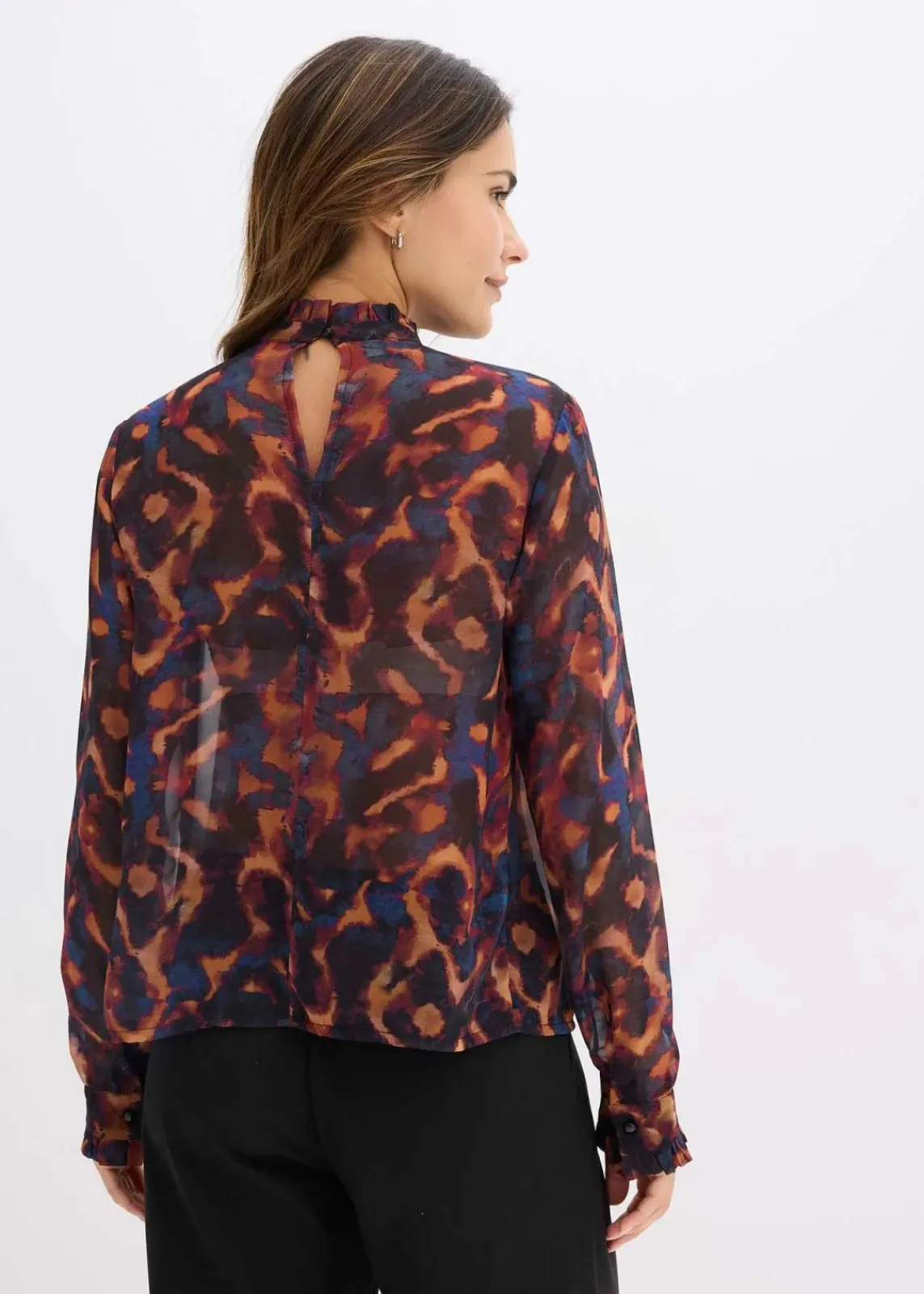 bonprix Bekleidung·Jacken & Mäntel|Blusen & Tuniken^Chiffonbluse blau bedruckt