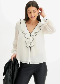 bonprix Bekleidung·Jacken & Mäntel|Blusen & Tuniken^Chiffonbluse wollweiß