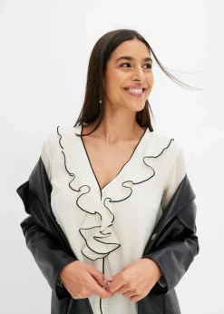 bonprix Bekleidung·Jacken & Mäntel|Blusen & Tuniken^Chiffonbluse wollweiß