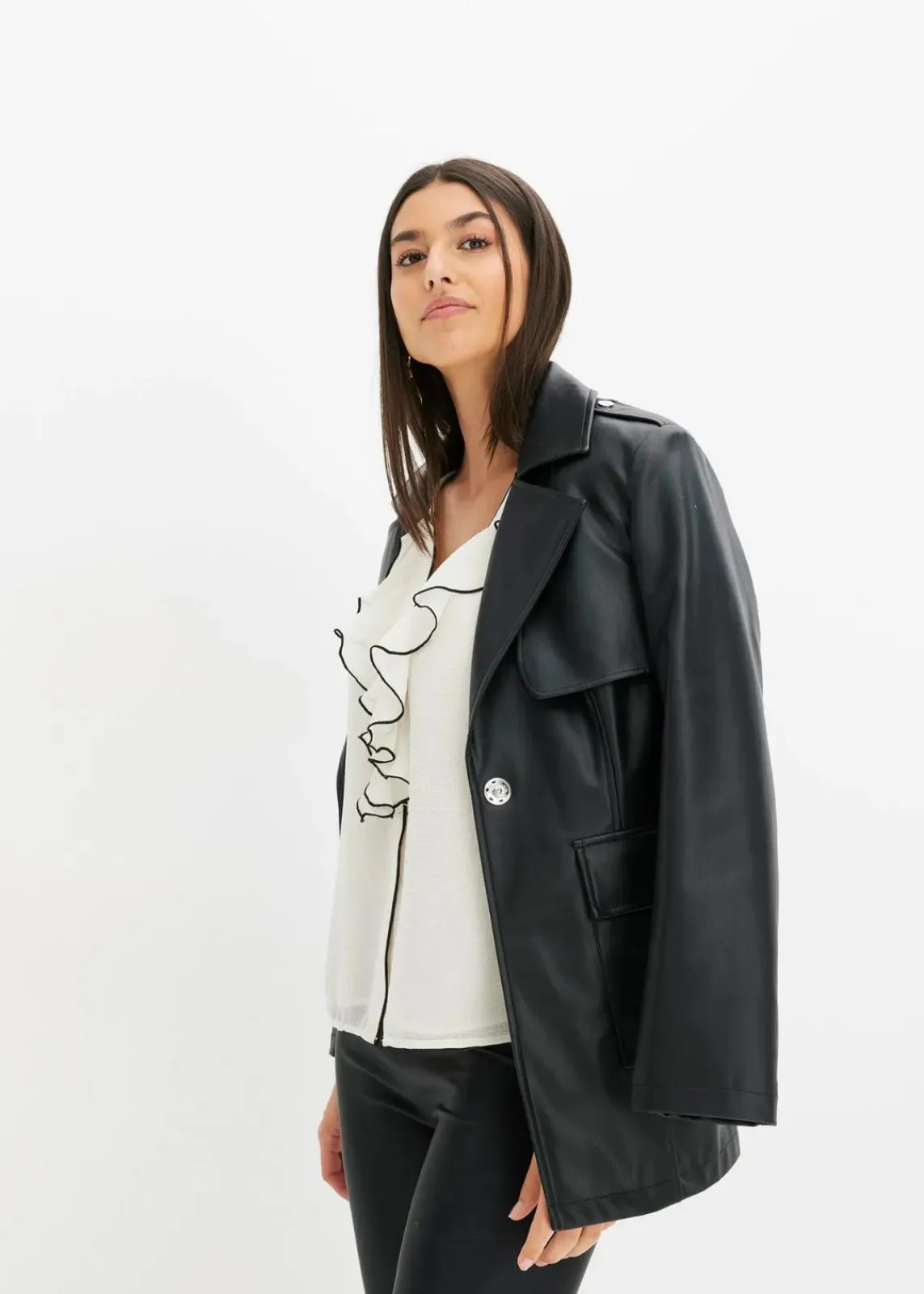 bonprix Bekleidung·Jacken & Mäntel|Blusen & Tuniken^Chiffonbluse wollweiß