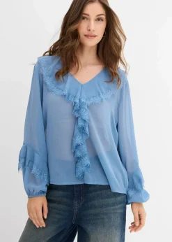 bonprix Bekleidung·Jacken & Mäntel|Blusen & Tuniken^Chiffonbluse wellenblau