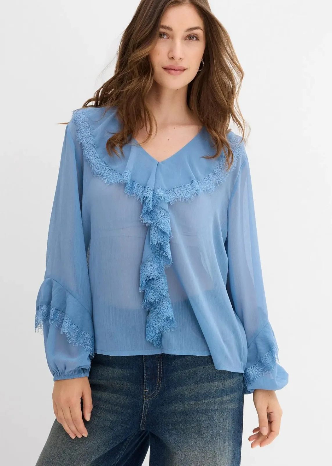 bonprix Bekleidung·Jacken & Mäntel|Blusen & Tuniken^Chiffonbluse wellenblau