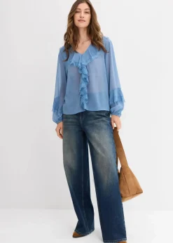 bonprix Bekleidung·Jacken & Mäntel|Blusen & Tuniken^Chiffonbluse wellenblau