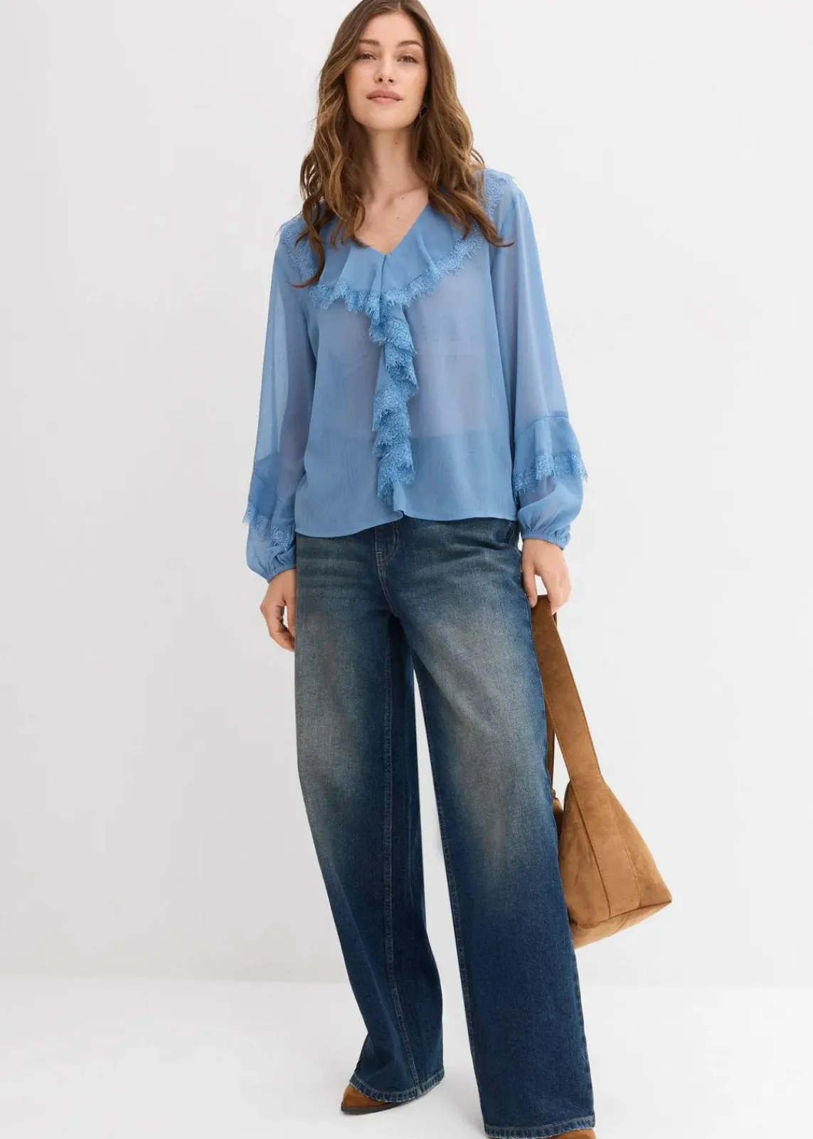 bonprix Bekleidung·Jacken & Mäntel|Blusen & Tuniken^Chiffonbluse wellenblau