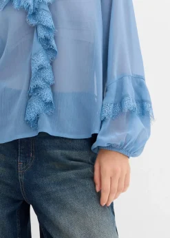 bonprix Bekleidung·Jacken & Mäntel|Blusen & Tuniken^Chiffonbluse wellenblau