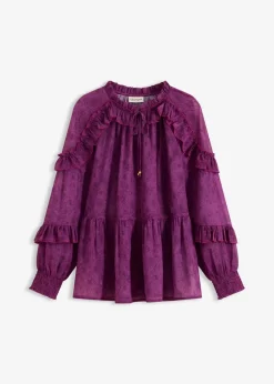 bonprix Bekleidung·Jacken & Mäntel|Blusen & Tuniken^Chiffonbluse dunkellila paisley