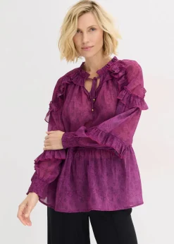 bonprix Bekleidung·Jacken & Mäntel|Blusen & Tuniken^Chiffonbluse dunkellila paisley