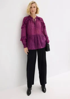 bonprix Bekleidung·Jacken & Mäntel|Blusen & Tuniken^Chiffonbluse dunkellila paisley
