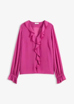 bonprix Bekleidung·Jacken & Mäntel|Nachhaltigere Materialien^Chiffonbluse dunkelfuchsia