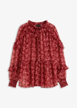 bonprix Bekleidung·Jacken & Mäntel|Blusen & Tuniken^Chiffonbluse rubinrot bedruckt
