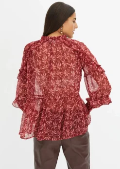 bonprix Bekleidung·Jacken & Mäntel|Blusen & Tuniken^Chiffonbluse rubinrot bedruckt