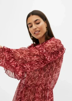 bonprix Bekleidung·Jacken & Mäntel|Blusen & Tuniken^Chiffonbluse rubinrot bedruckt