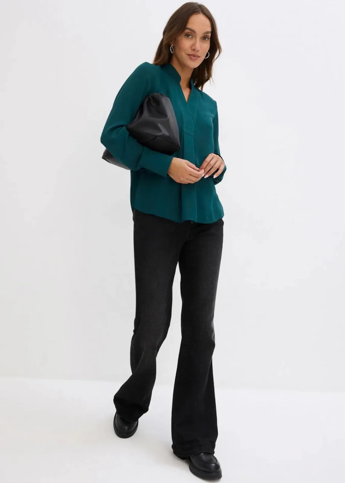 bonprix Bekleidung·Jacken & Mäntel|Blusen & Tuniken^Chiffonbluse in A-Linie tiefgrün
