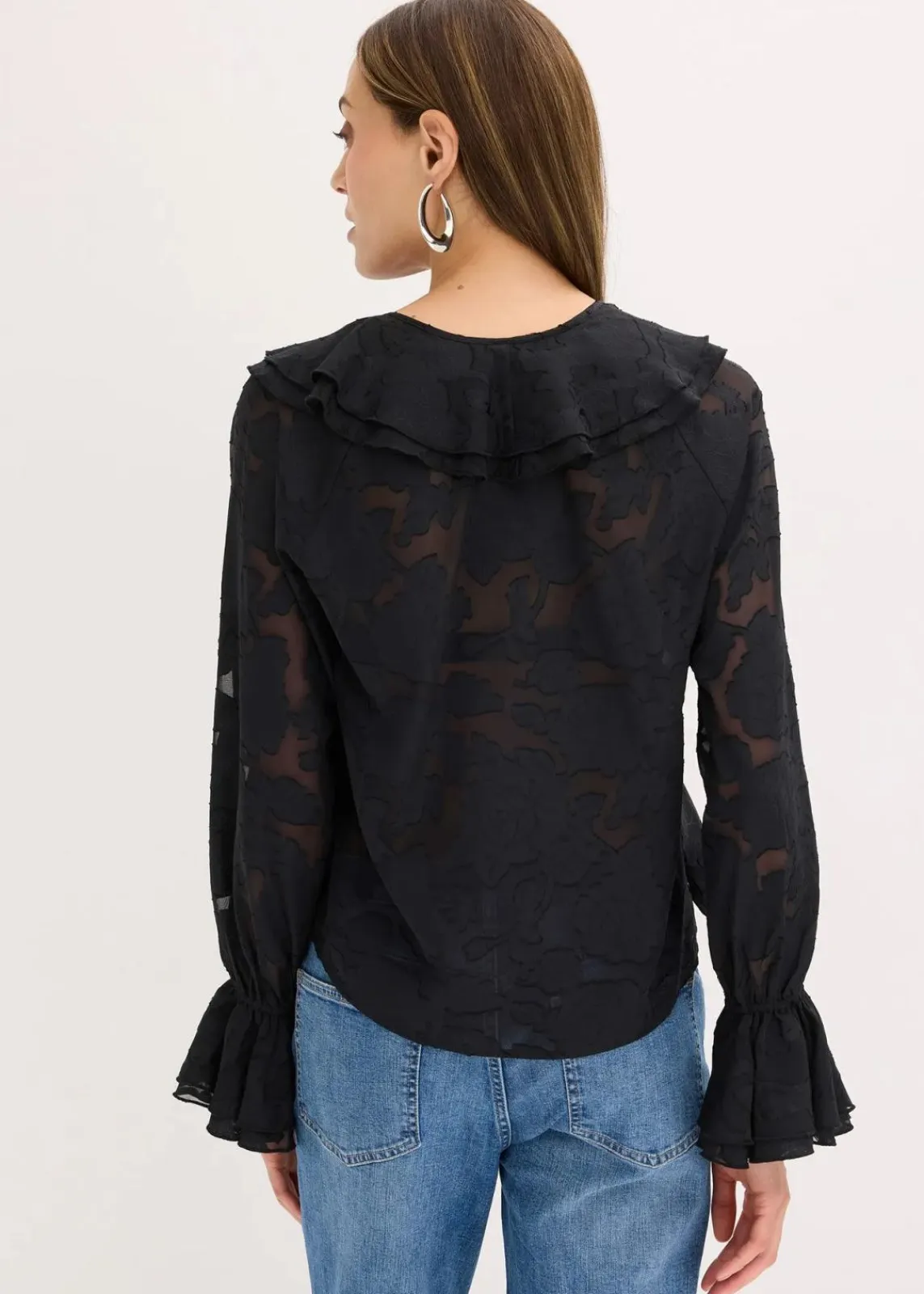 bonprix Bekleidung·Jacken & Mäntel|Blusen & Tuniken^Chiffonbluse mit leichter Transparenz schwarz