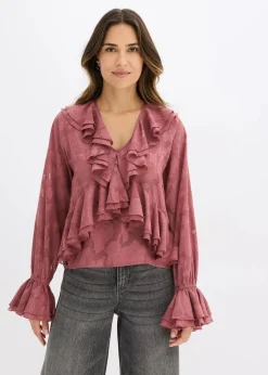 bonprix Blusen & Tuniken|Bekleidung·Jacken & Mäntel^Chiffonbluse mit leichter Transparenz softbeere