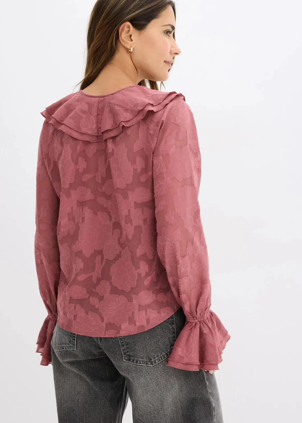 bonprix Blusen & Tuniken|Bekleidung·Jacken & Mäntel^Chiffonbluse mit leichter Transparenz softbeere