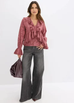 bonprix Blusen & Tuniken|Bekleidung·Jacken & Mäntel^Chiffonbluse mit leichter Transparenz softbeere