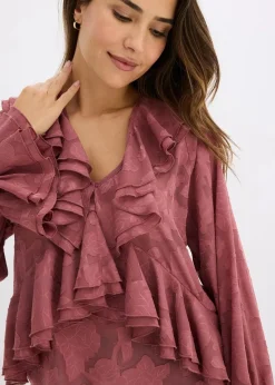 bonprix Blusen & Tuniken|Bekleidung·Jacken & Mäntel^Chiffonbluse mit leichter Transparenz softbeere