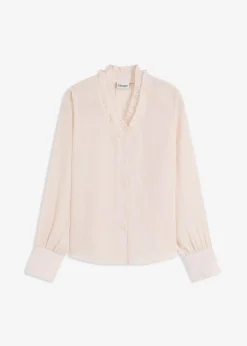 bonprix Blusen & Tuniken|Bekleidung·Jacken & Mäntel^Chiffonbluse mit Rüschen beige