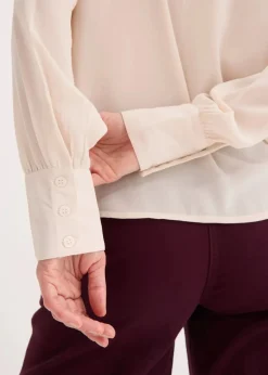 bonprix Blusen & Tuniken|Bekleidung·Jacken & Mäntel^Chiffonbluse mit Rüschen beige