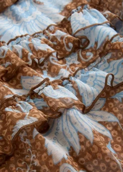 bonprix Bekleidung·Jacken & Mäntel|Blusen & Tuniken^Chiffonbluse mit Rüschen gewürzbraun/wollweiß bedruckt