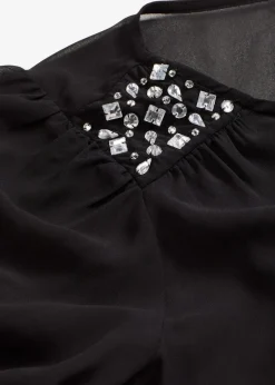 bonprix Bekleidung·Jacken & Mäntel|Festliche Mode^Chiffonbluse mit Strasssteinverzierung schwarz