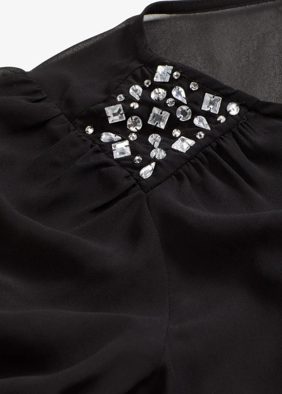 bonprix Bekleidung·Jacken & Mäntel|Festliche Mode^Chiffonbluse mit Strasssteinverzierung schwarz