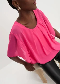 bonprix Blusen & Tuniken|Bekleidung·Jacken & Mäntel^Chiffonbluse mit Untertop dunkelpink