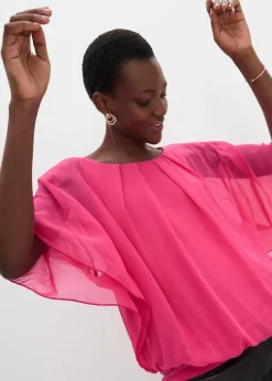 bonprix Blusen & Tuniken|Bekleidung·Jacken & Mäntel^Chiffonbluse mit Untertop dunkelpink