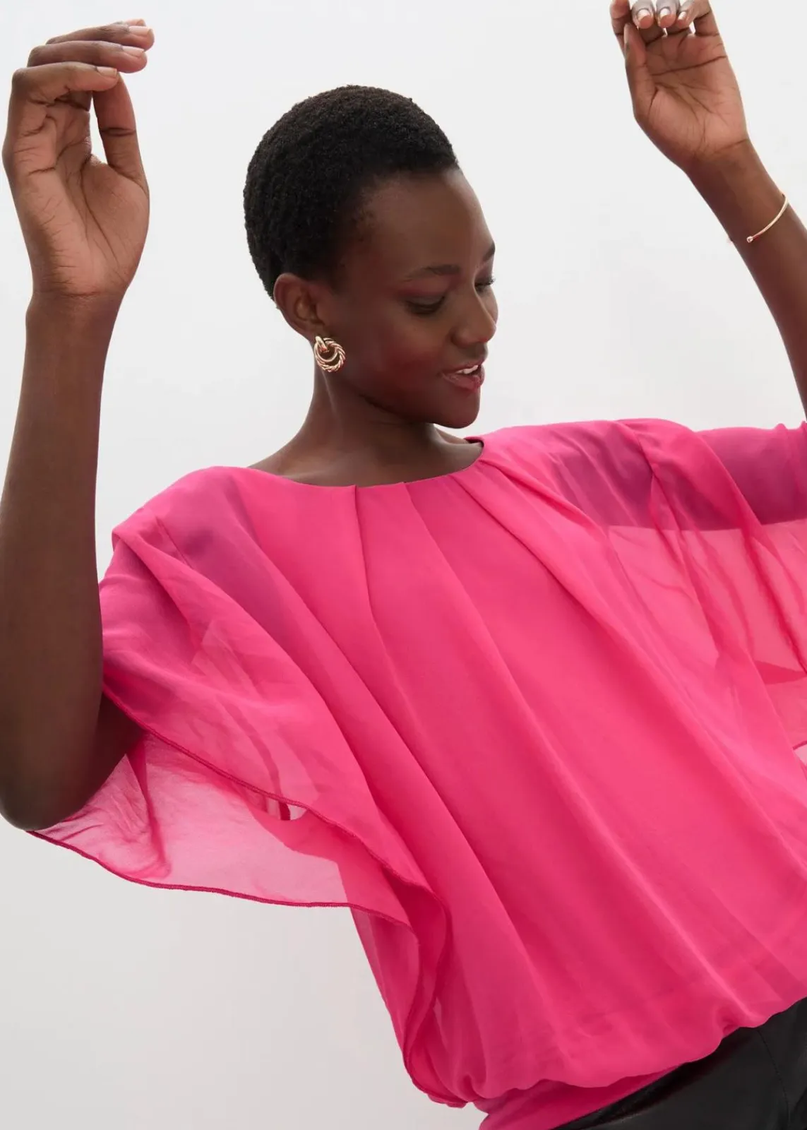 bonprix Blusen & Tuniken|Bekleidung·Jacken & Mäntel^Chiffonbluse mit Untertop dunkelpink