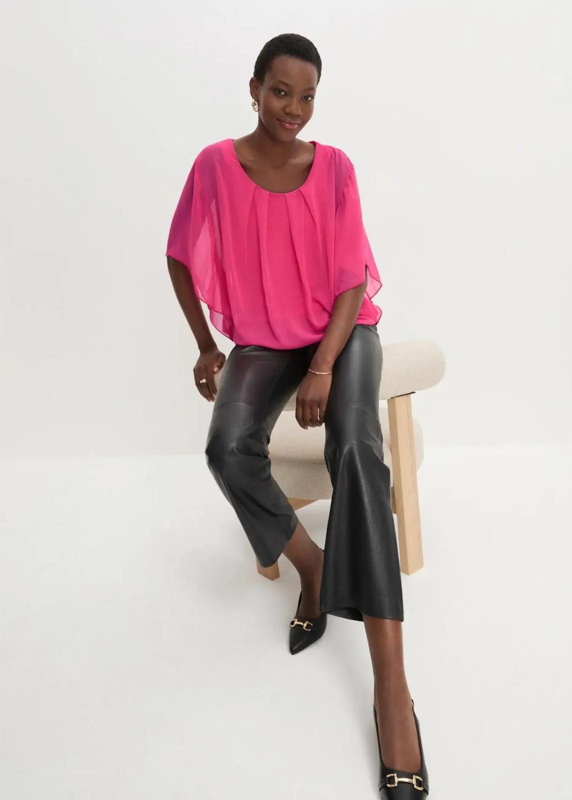 bonprix Blusen & Tuniken|Bekleidung·Jacken & Mäntel^Chiffonbluse mit Untertop dunkelpink