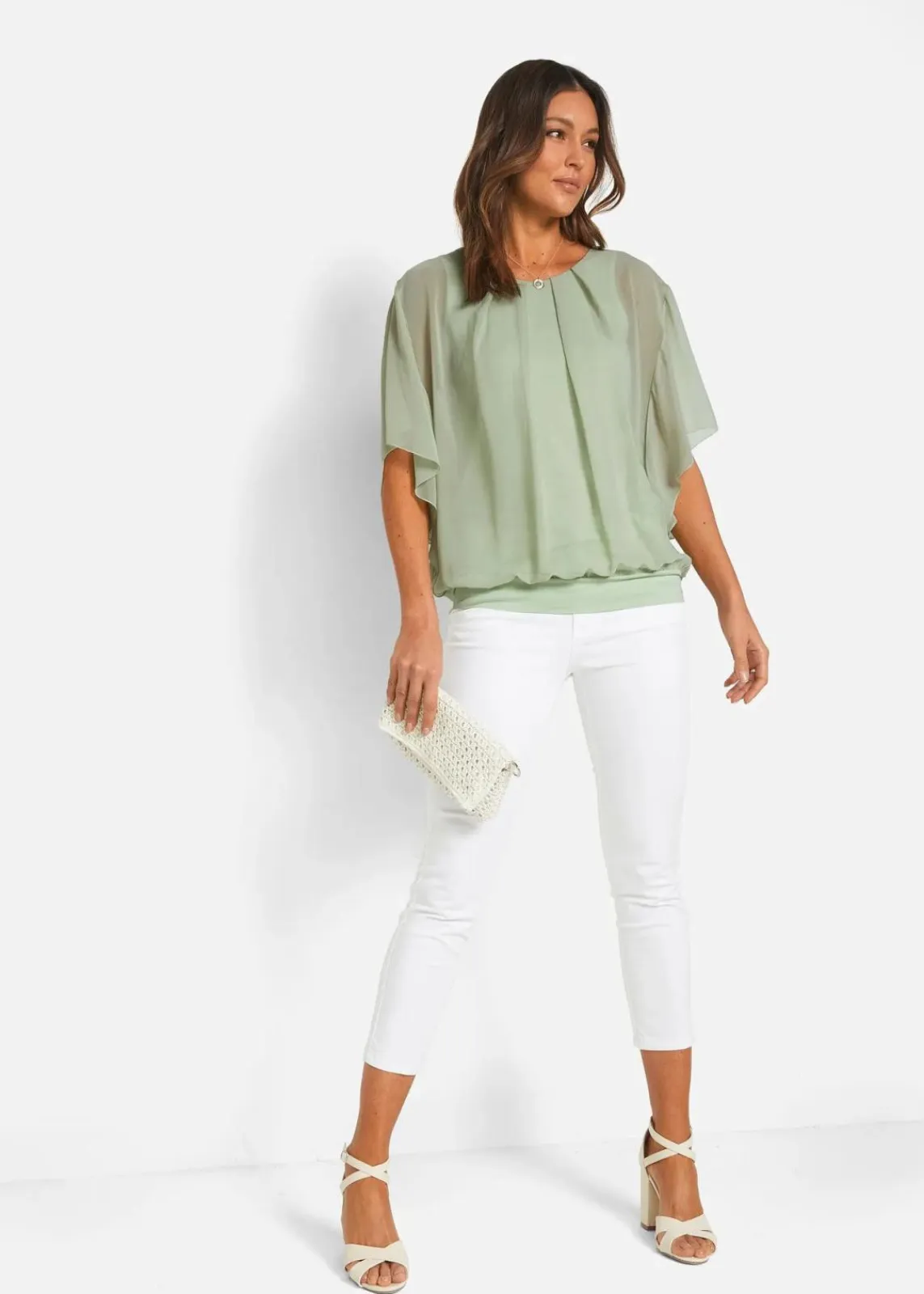 bonprix Blusen & Tuniken|Bekleidung·Jacken & Mäntel^Chiffonbluse mit Untertop softsalbei