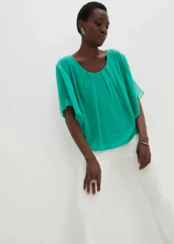 bonprix Blusen & Tuniken|Bekleidung·Jacken & Mäntel^Chiffonbluse mit Untertop jadegrün