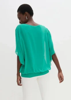 bonprix Blusen & Tuniken|Bekleidung·Jacken & Mäntel^Chiffonbluse mit Untertop jadegrün