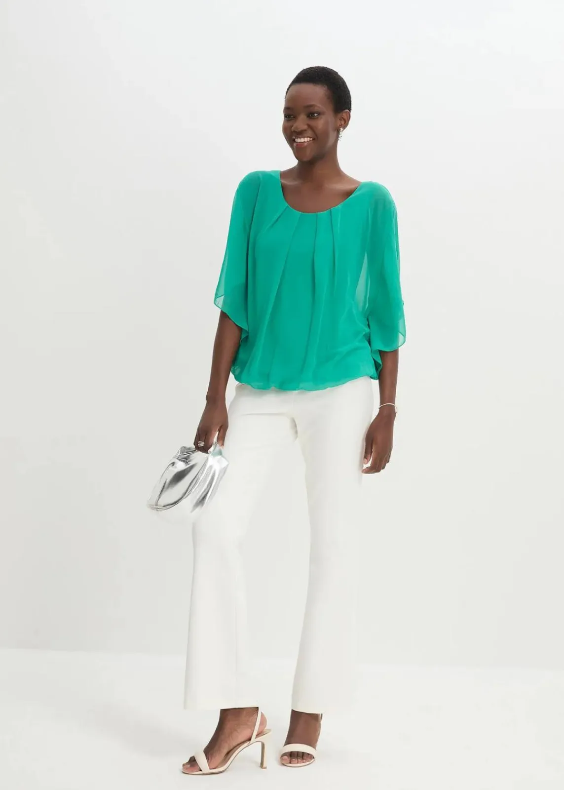 bonprix Blusen & Tuniken|Bekleidung·Jacken & Mäntel^Chiffonbluse mit Untertop jadegrün