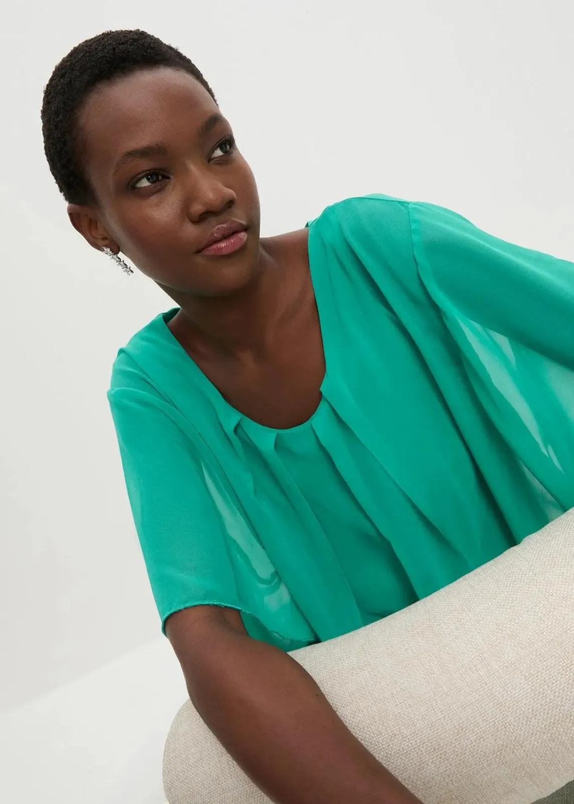bonprix Blusen & Tuniken|Bekleidung·Jacken & Mäntel^Chiffonbluse mit Untertop jadegrün