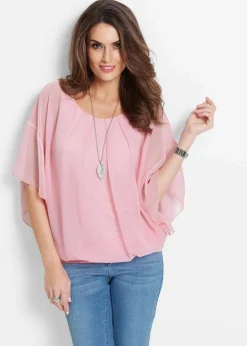 bonprix Bekleidung·Jacken & Mäntel|Blusen & Tuniken^Chiffonbluse mit Untertop puderrosa
