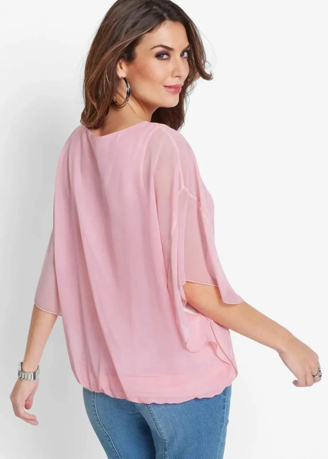 bonprix Bekleidung·Jacken & Mäntel|Blusen & Tuniken^Chiffonbluse mit Untertop puderrosa